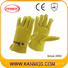 Adjustable Strap Cowhide Grain Industrial Safety Leather Driver Work Safety Gloves (12205)